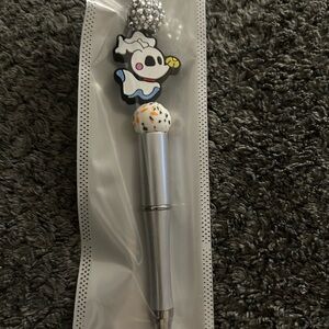 Cute Zero Charm Silver Pen with Multicolor Terrazzo Bead